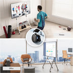 FITUEYES Mobile TV Stand for 55-78 Inch TVs with Wooden Storage Shelf, White