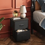 WLIVE Black Night Stand, Small Dresser with 2 Drawers & Wooden Top, Nightstand with Fabric Bins, Bedside Table End Table for Bedroom, Closet, Entryway, College Dorm, Charcoal Black | Nightstand with Fabric Bins, Bedside Table End Table for Bedroom