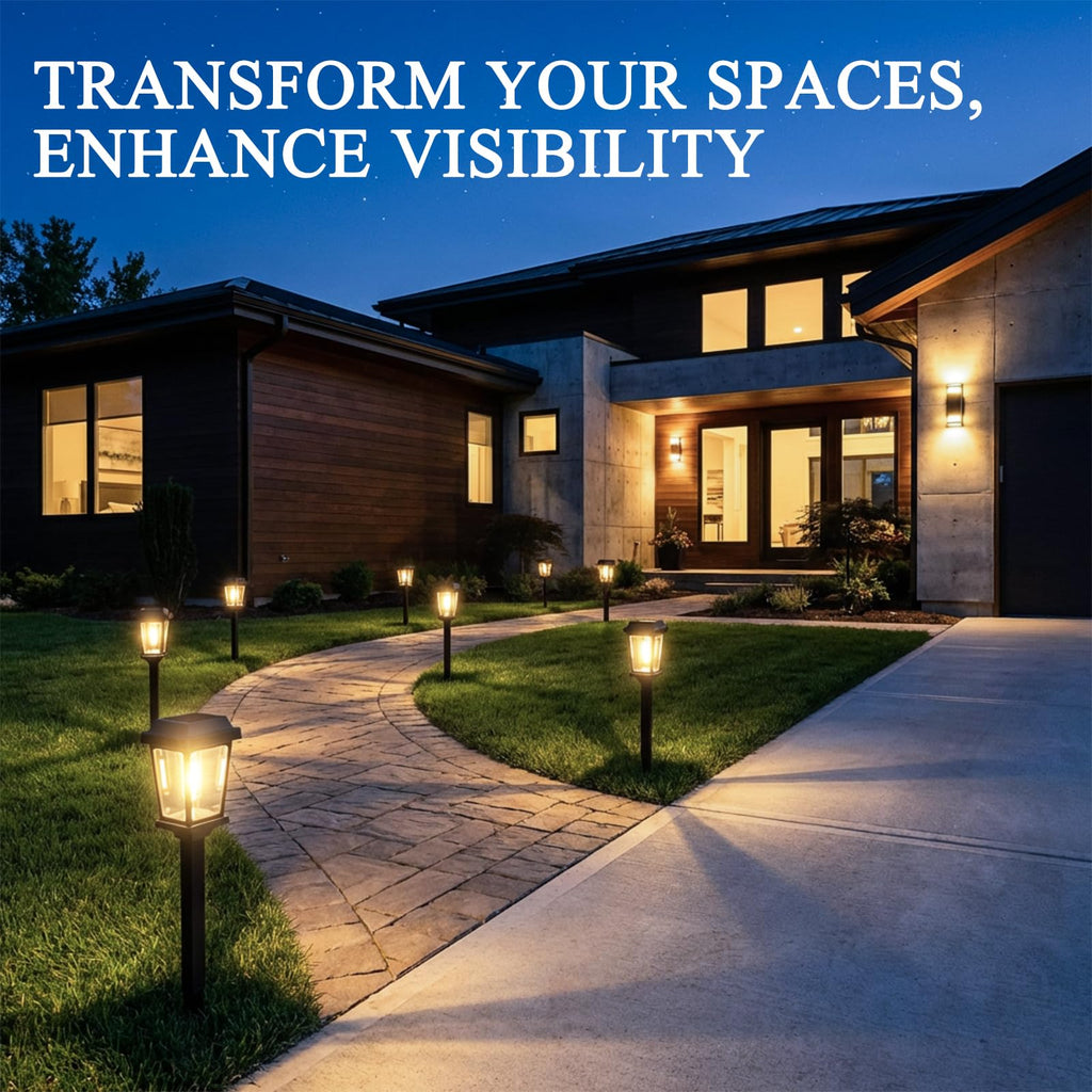 DOESLAG 12 Pack Solar Lights Outdoor, Modern Solar Pathway Lights Outdoor, Waterproof Auto On/Off Garden Lights for Yard, Landscape Path, Walkway, Driveway Decor (3000K Warm White)