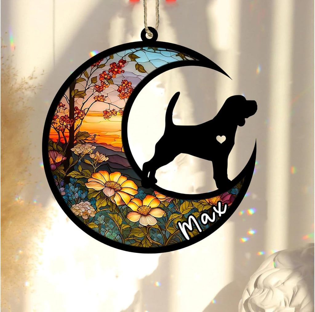 Personalized Dog Memorial, Custom Name Beagle Dog Christmas Ornament with Name, Custom Breeds, Pet Loss Light Catcher, Gifts for Lovers Loss of Pet Sympathy on Mothers Day Christmas