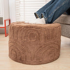 Asuprui Round Ottoman Pouf Foot Stool, Coffee 20x14 in,Sofa Couch Foot Rest | All-One Foam Pouf, Ottoman Coffee Table,Foot Rest for Chair,Remov.Cover, Perfect for Living Room Bedroom Dorm or Wedding Gift