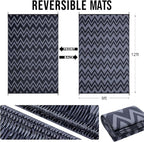 OLANLY Waterproof Outdoor Rug 9x12 ft Clearance, Reversible Outdoor Plastic Straw Rug, RV Mat, Indoor Outdoor Carpet for Patio, Camping, Balcony, Deck, Backyard, Black & Grey