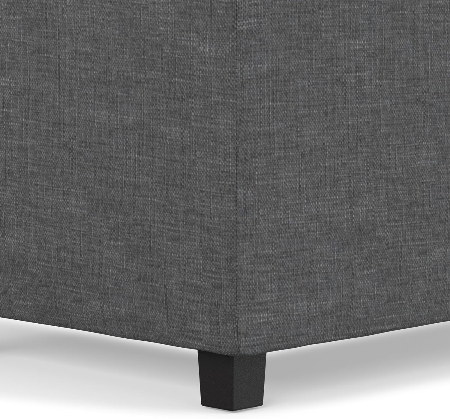 SIMPLIHOME Avalon 42" Wide Linen Look Fabric Storage Ottoman in Slate Grey