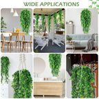 Hoteam 12 Pcs Artificial Hanging Plants 32 Inch Fake Ivy Vines with Fake Leaves Patio Artificial Plants Greenery for Living Room Indoor Outdoor Wall, No Basket (Eucalyptus)