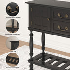 Farmhouse Console Table with Storage, Narrow Entryway Table with 2 Drawers & 2 Door Cabinets, Sofa Table Behind Couch with Shelf for Living Room, Entryway
