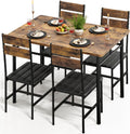 Kitchen Table Chairs Set of 4, 5-Piece Modern Dining Table Set | Kitchen Table and Chairs for Small Space with Upholstered Padded Chairs, Apartment, Rustic Brown