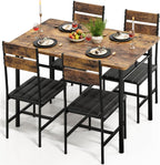 Kitchen Table Chairs Set of 4, 5-Piece Modern Dining Table Set | Kitchen Table and Chairs for Small Space with Upholstered Padded Chairs, Apartment, Rustic Brown