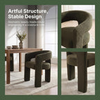 Hyfirm Modern Barrel Dining Chairs Set of 4, Comfy Sherpa Upholstered Accent Dining Room Chairs with Arms for Kitchen Living Room Bedroom Reception, Green
