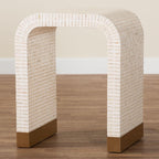 Bali & pari Carlyn Coastal Beige and White Mother of Pearl Capiz Shell End Table