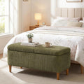 39.4”Ottoman with Storage,Upholstered Comfy Storage Bench Ottoman with Wooden Legs,End of Bed Bench Footstool for Hallway Entryway Bedroom Living Room Green