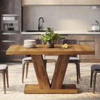 Tribesigns 47-Inch Dining Table for 4, Walnut Brown Kitchen Dinner Table with Heavy Duty Pedestal, Farmhouse Wooden Eating Table for Home, Dining Room, Small Space