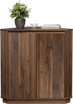Corner Storage Cabinet, Small Corner Floor Cabinet with 2 Doors and 2-Tier Shelves, Modern Wooden Narrow Storage Organizer for Living Room, Kitchen, Pantry, Bathroom, Brown