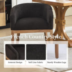 Mid Century Modern Dining Chairs Set of 2, Upholstered Linen Fabric Dining Room Chairs with Arms and Solid Wood Legs, Comfy Barrel Accent Chairs for Dining Room, Living Room, or Cafe, Charcoal Gray