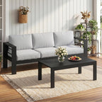 Solaste Aluminum Patio Sofa with Coffee Table,2 PCS Patio Furniture Set with Cushions, All-Weather Outdoor Sofa for Balcony, Deck, Backyard, Porch, Garden, Light Grey