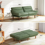 Marsail 66.1" Futon Sofa Bed, Corduroy Convertible Futon Couch with Adjustable Backrest & Armrests, Small Sleeper Sofa Loveseat for Small Apartments, Study Room, Office, Green