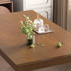 WiberWi Dining Table Set for 4, Solid Wood Kitchen Table and Chairs Set of 4, 43.3” Space-Saving Mid Century Modern Dining Room Table with Upholstered Chairs, Walnut