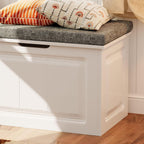 L-Shaped Corner Storage Bench with Cushion, Kitchen Breakfast Nook Entryway Bench with Hidden Space and Shoe Storage, Corner Banquette Benches for Dining Room, Living Room, White & Grey