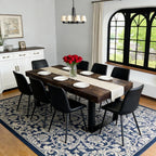 63"-79" Expandable Dining Table Set for 8, Wood Rectangle Dining Table and 8 Black PU Chairs, Sturdy Black Legs,Suitable for Home,Kitchen Dining Room,Easy Assemble and Clean