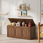 Storage Chest, 43'' Wood Storage Trunk with Flip-Top, Farmhouse Wooden Shoe Storage Bench for Hallway, Bedroom, Living Room, Walnut