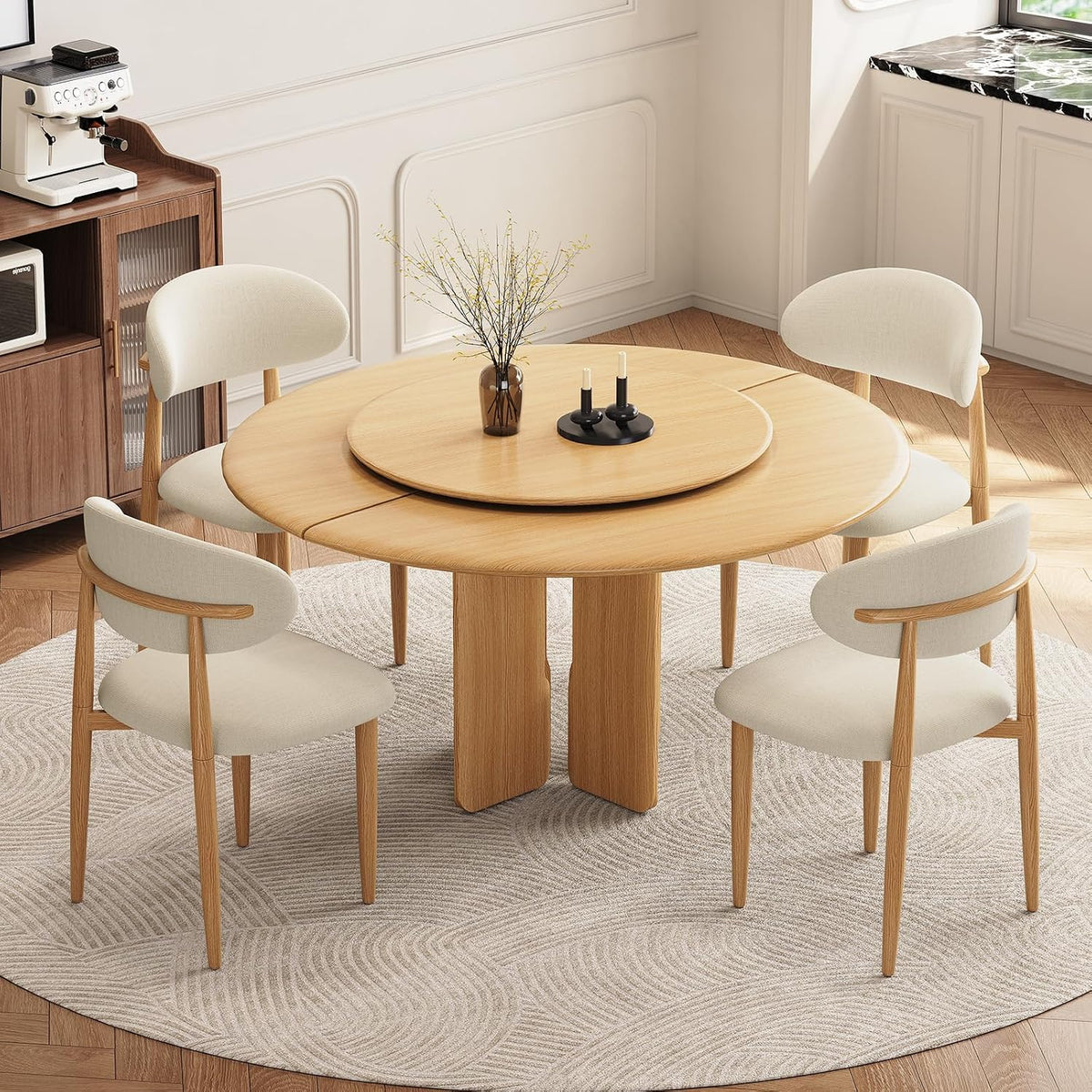 Dining Chairs Set of 4, Modern Fabric Upholstered Dining Room Chair MetalKitchen Chairs, Farmhouse Dinner Chair for Kitchen Dining Room, Beige