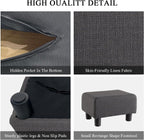 O2B Modern Foot Stool, Boucle Stool Footrest Ottoman, Upholstered Rectangular Footstool Ottoman with Legs, Step Stool for Living Room, Office, Patio (Dark Grey)