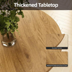 Round Dining Table 30" Circle Tulip Table with Wood Thickened Tabletop & Sturdy Metal Pedestal Mid Century Modern Leisure Bistro Kitchen Tables 4 People Small Places Living Room Cafe,Oak
