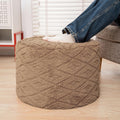 Fluffy Round Ottoman Pouf with All-in-One Foam Filling 20" x 14" Furry Ottoman Foot Rest Foot Stool for Living Room or Bedroom (Light Coffee)