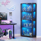 BROTTAR Lighted Corner Display Cabinet with Glass Doors for Collectibles