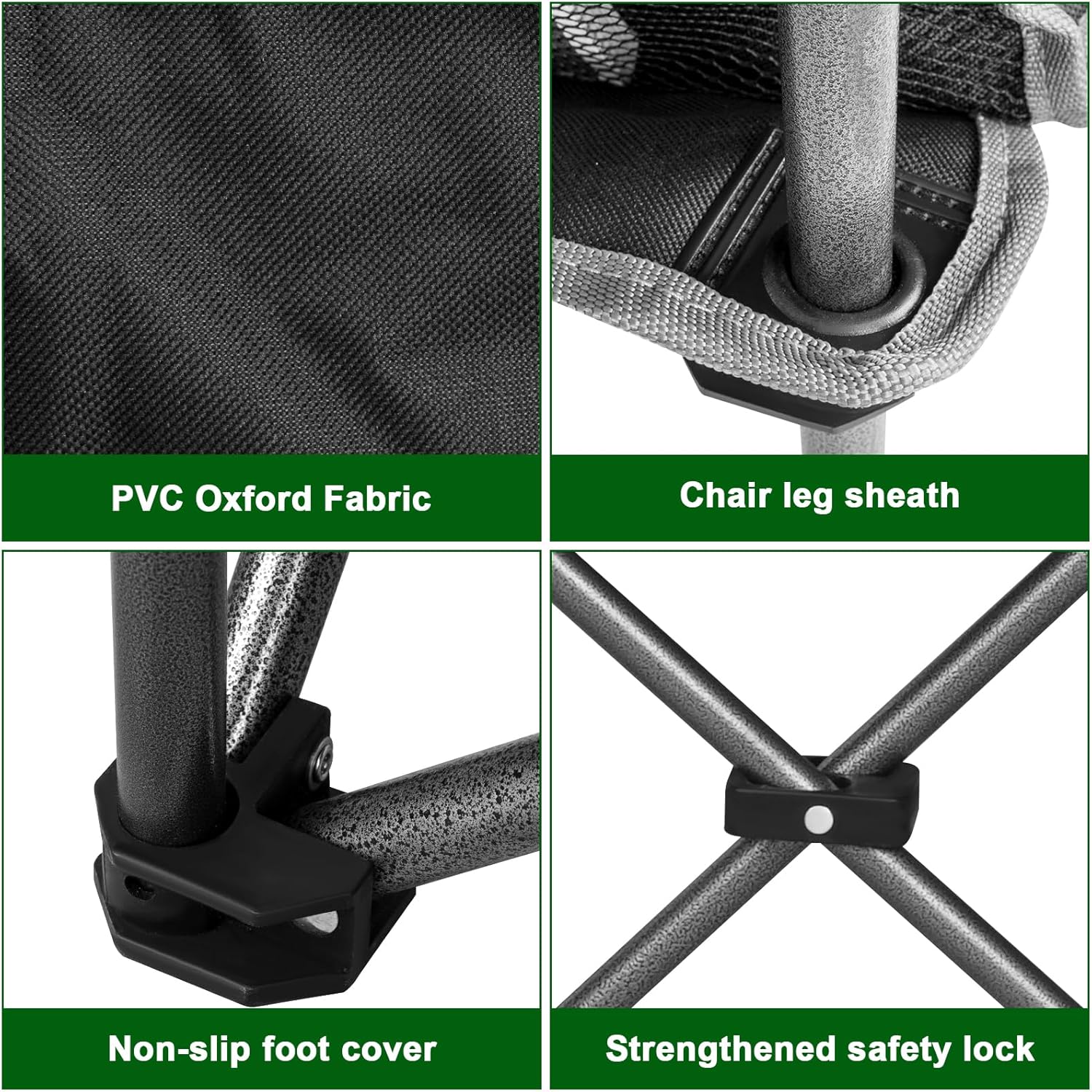 Double Camping Chair for 2 Persons, Oversized Folding Loveseat Camping Chair with Cup & Wine Holders, Heavy Duty 750LBS Support, Portable Camping Couch for Outdoor, Lawn, Beach, Black+Grey