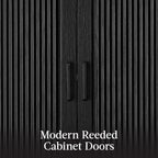 Best Choice Products 72" Tall Arched Pantry Cabinet w/Reeded Doors, 5-Tier Bookshelf, Armoire, Hutch, Bookcase, Storage Cabinet w/Adjustable Shelves, for Dining Room and Livingroom - Black Oak