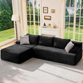 Hobestluk Couch Modular Sectional Sofa L-Shape Lounge Cloud Couch | Memory Foam,Washable Cover,No Assembly,Non-slip Base,Small Sectional Couches for Living Room | 96" Left Facing Chaise Black