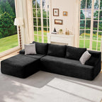 Hobestluk Couch Modular Sectional Sofa L-Shape Lounge Cloud Couch | Memory Foam,Washable Cover,No Assembly,Non-slip Base,Small Sectional Couches for Living Room | 96" Left Facing Chaise Black