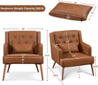 Yaheetech Accent Chairs Set of 2, Mid-Century Modern Armchairs, Retro Brown