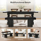 Tribesigns 59" Black Dining Bench for 2 to 3, Modern Dining Table Bench with Arched Base, Extra Long Kitchen Bench Seating for Dining Room, Living Room, Entryway