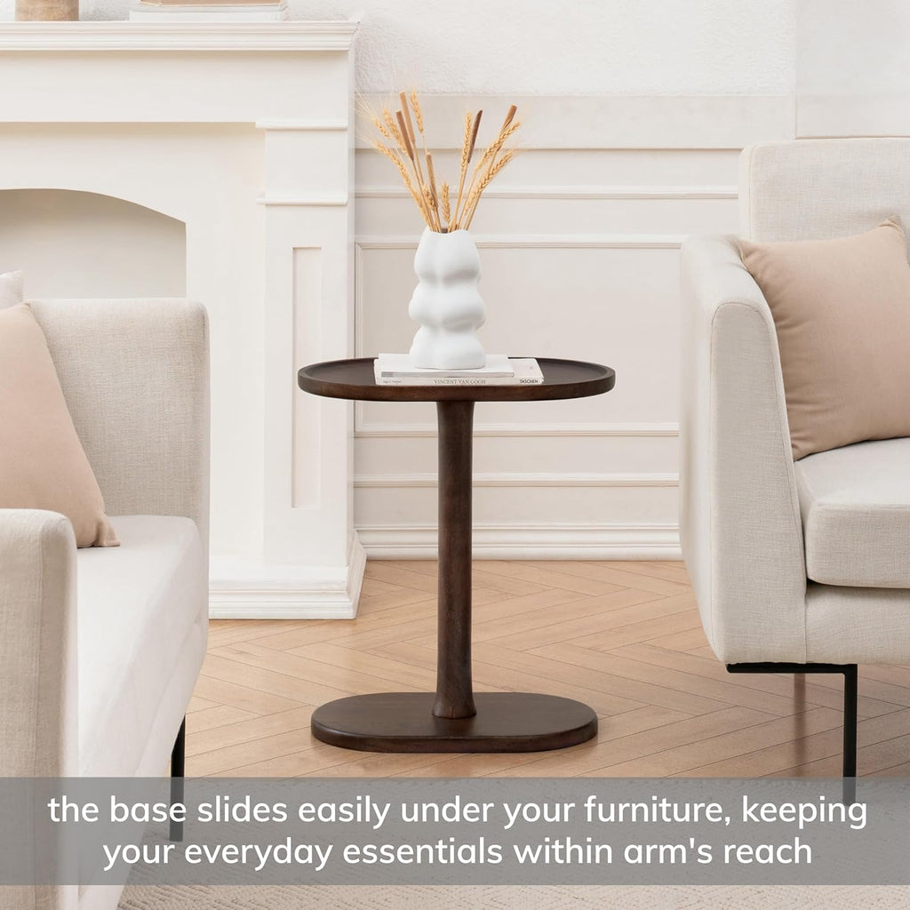 MH London Side Table - Crawford Wooden Modern C Shaped End Table - Exclusively Designed Hand Crafted Tables - End Table for Living Room, Bedroom Bedside Tables and Office