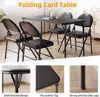 Garvee Portable Folding Table and Chairs Set with Metal Legs and Thicken Padded Cushion, No Assembly Required, for Events, Dining Room, Living Room, Office, Camping,
