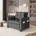 Yaheetech Convertible Futon Sofa Bed 3-in-1 Sleeper Chair Bed Tufted Couch with Adjustable Backrest, 2 USB Ports for Living Room Bedroom Small Space, Dark Gray