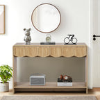 ORRD Console Table with Drawers, Mid-Century 43 Inches Narrow Entryway Table with Open Storage Shelves, Hallway Accent Tables Behind Couch Tables for Living Room - Natural