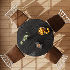 35.4" Round Dining Table for 4, Modern Wood Kitchen Table with 4 Sturdy Table Legs Farmhouse Circle Dinner Tables for Leisure, Coffee, Kitchen, Dining Room φ35.4" x 29.9"H, Black