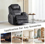 AHMED Dual Motor Power Swivel Rocker Recliner Chair, Velvet Grey | Electric Glider Rocking Chair, Massage & Heat, Cup Holders, LED Lights, USB A/USB C Ports