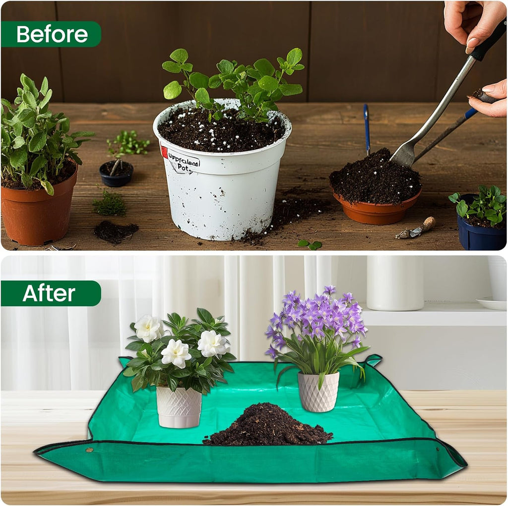 GROWNEER 3Pcs 18 Inch Bonsai Training Pots Large Bonsai Tree Starter Pot Kits with Drainage Humidity Trays & Repotting Mat, Flower Growing Planter Set for Garden Indoor Outdoor