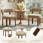 Wooden Dining Chairs Set of 6, Upholstered Kitchen Chairs with Solid Wood Legs, Mid Century Dining Room Chair with Ergonomic Curved Backrest for Kitchen Dining Vanity, Camel