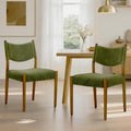 KISLOT Dining Chairs Set of 2, Ergonomic Upholstered Wood Chairs, Green | Mid Century Modern Dining Room Chairs, Ergonomic Farmhouse Kitchen Chairs with Solid Rubber Wood Frame, Antique Walnut Leg