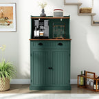 HOLTICO 54" Kitchen Pantry Storage Cabinet with Doors and Adjustable Shelves, Green Freestanding Microwave Cabinet with Drawer for Kitchen, Coffee Bar, Living Room