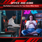 OLIXIS Computer Gaming Chair, Lumbar Support, Video Game | PU Leather, Flip-up Armrests, Adjustable Height, 360° Swivel Wheels, Ergonomic Home Office Desk, Black and Red