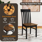 GIANTEX Wooden Dining Chairs Set of 4, Hollowed Backrest & Rubber Wood Seat | Farmhouse Kitchen Chair for Casual Dining, Rustic Wood Side Chairs for Home Living Room Restaurant, Black & Walnut