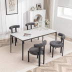 Boucle Dining Chairs Set of 4 Kitchen & Dining Room Chairs(Gray) | Mid Century Modern Upholstered Dining Chairs with Curved Backrest and Black Metal Legs