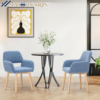 MAISON ARTS Mid Century Modern Dining Chairs with Arms Set of 2, Comfy Accent Chair with Solid Wood Legs Upholstered Kitchen Dining Room Chairs Lounge Chairs for Living Room Bedroom, Blue, 2pcs