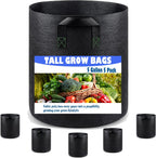 5 Gallon 5 Pack Grow Bags, Heavy Duty Nonwoven Aeration Fabric Plant Grow Pots for Vegetables