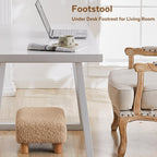 Small Foot Stool Ottoman, Sherpa Footstool Ottoman Foot Rest for Couch, Rectangle Footstools and Ottomans Small for Living Room, Entryway and Bedroom (Light Brown)